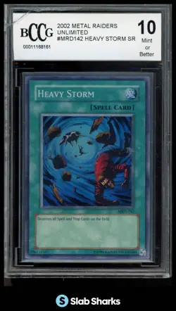 2002 YU-GI-OH! METAL RAIDERS UNLIMITED #MRD-142 HEAVY STORM SUPER RARE BCCG 10 - Image 1