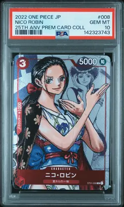 2022 ONE PIECE JPN 25TH ANV PREM CARD COLL #008 NICO ROBIN PSA 10 - Image 1
