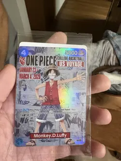Bandai Namco One Piece CCG Monkey.D.Luffy US Voyage Full Art Holo Promo Card - Image 1
