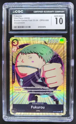 2024 ONE PIECE FUKUROU BANDAI GAMES FEST OP03-088 CGC 10 RC7 - Image 1
