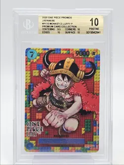 MONKEY D. LUFFY 2025 ONE PIECE JAPANESE ONE PIECE DAY '25 B P-110 BGS 10 Q6095 - Image 1