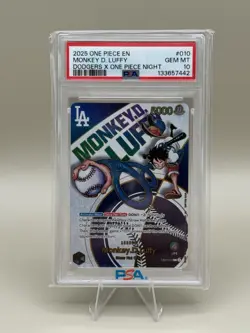 2025 ONE PIECE PROMOS DODGERS X ONE PIECE NIGHT #010 MONKEY D. LUFFY PSA 10 - Image 1