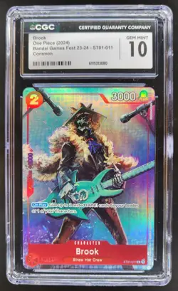 2024 ONE PIECE BROOK BANDAI GAMES FEST ST01-011 CGC 10 RC7 - Image 1