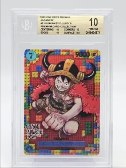 MONKEY D. LUFFY 2025 ONE PIECE JAPANESE ONE PIECE DAY '25 A P-110 BGS 10 Q6095 - Image 1