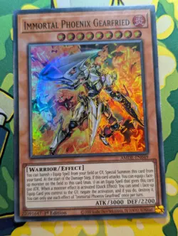 Yugioh Immortal Phoenix Gearfried AMDE-EN049 Super Rare 1st Edition NM - Image 1