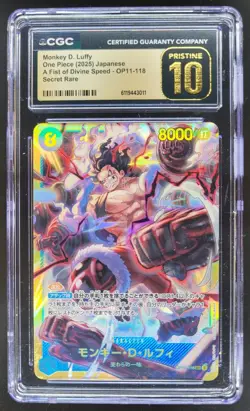 2025 ONE PIECE JAPANESE MONKEY D. LUFFY SECRET RARE OP11-118 CGC 10 PRISTINE RC7 - Image 1