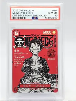 MONKEY D. LUFFY 2025 ONE PIECE JAPANESE MAGAZINE VOL. 20 A 014 PSA 10 Q6095 - Image 1