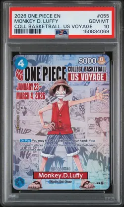 2026 ONE PIECE PROMOS ONE PIECE COLLEGE BK: US VOYAGE MONKEY D. LUFFY PSA 10 - Image 1