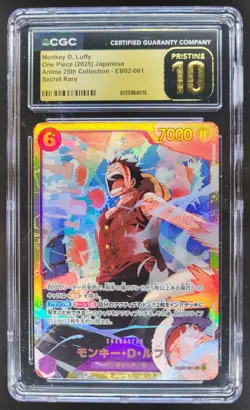 2025 ONE PIECE JAPANESE MONKEY D. LUFFY SECRET RARE EB02-061 CGC 10 PRISTINE RC7 - Image 1