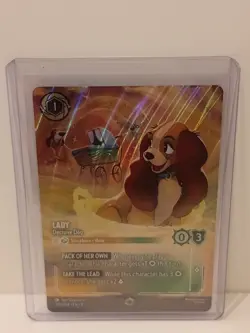 DISNEY LORCANA REIGN OF JAFAR 205/204 LADY DECISIVE DOG ENCHANTED RARE CARD - Image 1