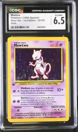 CGC 6.5 SPANISH Mewtwo 1999 Base Set 1st Edition 10/102 Holo Pokemon Card - Image 1