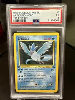 Pokemon TCG Articuno 1st Edition Holo Rare Card 2/62 Fossil PSA 5 EX - Image 1