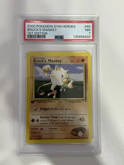 Pokemon TCG Brock's Mankey Gym Heroes 1st Edition Common Card 68/132 - Image 1