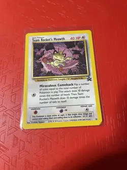 17 Pokemon Team Rocket's Meowth Holo Promo Card English Vintage 2000 #18 - Image 2