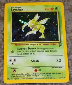 POKEMON SCYTHER HOLOGRAPHIC CARD 17/130 BASE SET 2 2000 - Image 1