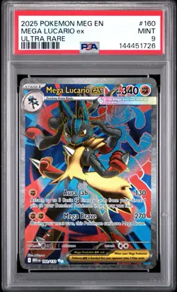 Pokemon TCG Mega Lucario EX 160/132 Ultra Rare Holo Mint PSA 9 - Image 1