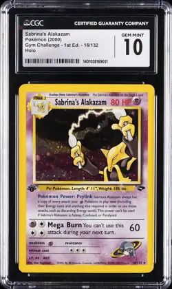 2000 POKEMON GYM CHALLENGE #16 SABRINA'S ALAKAZAM CGC 10 - Image 1