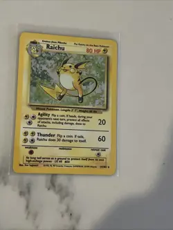 Raichu 1995 14/102 Base Set Holo Rare Pokemon Card TCG - Image 1