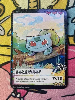 Pokemon Parody Cards by Tiredbutwoke, v3 / Set 3 - Bulbasaur Holographic Card - Image 1