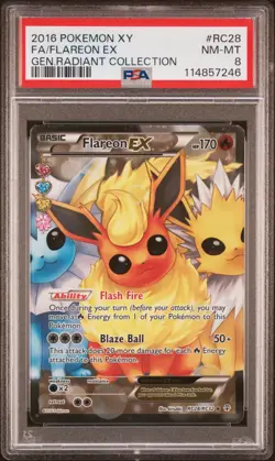 2016 POKEMON GENERATIONS RADIANT COLLECTION FLAREON EX #RC28 PSA 8 NM #114857246 - Image 1