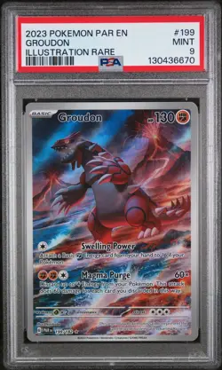 2023 POKEMON PAR EN-PARADOX RIFT ILLUSTRATION RARE #199 GROUDON PSA 9 - Image 1