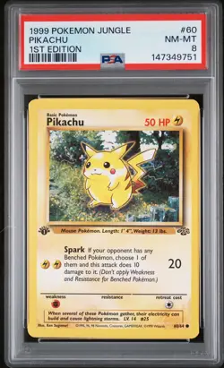 1999 POKEMON JUNGLE 1ST ED #60 PIKACHU PSA 8 - Image 1