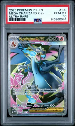 2025 POKEMON PFL EN-PHANTASMAL FLAMES ULTRA RARE #109 MEGA CHARIZARD X EX PSA 10 - Image 1