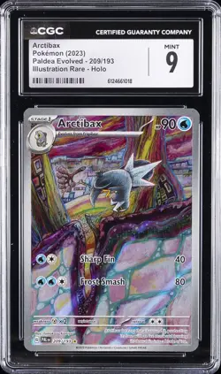 2023 POKEMON PALDEA EVOLVED ILLUSTRATION RARE HOLO #209/193 ARCTIBAX CGC 9 - Image 1