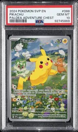 2024 POKEMON SVP EN-SV BLACK STAR PROMO PALDEA ADVENTURE CHEST PIKACHU PSA 10 - Image 1
