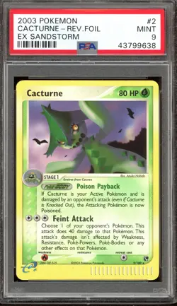 Pokemon Cacturne EX Sandstorm Reverse Holo Rare #2 PSA 9 Mint - Image 1