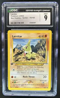 2002 Pokemon Neo Destiny 1st Edition Larvitar #70/105 CGC 9 - Image 1