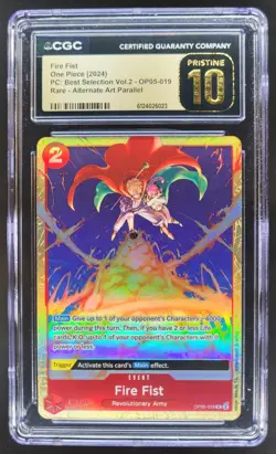 2024 ONE PIECE FIRE FIST RARE ALT ART OP05-019 CGC 10 PRISTINE RC7 - Image 1