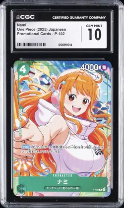 2025 ONE PIECE PROMO CARDS JPN #P-102 NAMI CGC 10 GEM MINT - Image 1