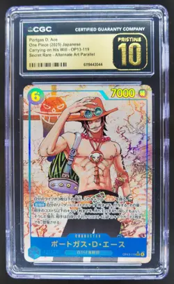25 ONE PIECE JP PORTGAS D. ACE SECRET RARE ALT ART OP13-119 CGC 10 PRISTINE RC7 - Image 1