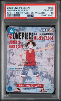 2026 ONE PIECE PROMOS ONE PIECE COLLEGE BK: US VOYAGE MONKEY D. LUFFY PSA 10 - Image 1