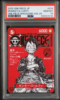 2025 ONE PIECE JPN PROMOS ONE PIECE MAGAZINE VOL.20 #014 MONKEY D. LUFFY PSA 10 - Image 1
