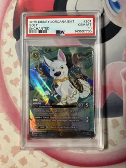 2025 DISNEY LORCANA EN 7-ARCHAZIA'S ISLAND ENCHANTED #207 BOLT - SUPERDOG PSA 10 - Image 1