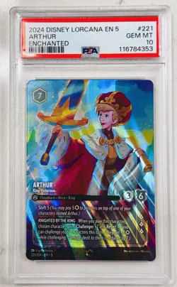 2024 Disney Lorcana Shimmering Skies Enchanted Arthur PSA 10 CASE HIT - Image 1