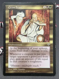 MTG Grim Feast- DAMAGED -Mirage Magic the Gathering Card #265 - Image 1