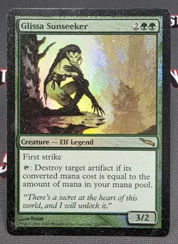 MTG FOIL Glissa Sunseeker- DAMAGED -Mirrodin Magic the Gathering Card #120 - Image 1