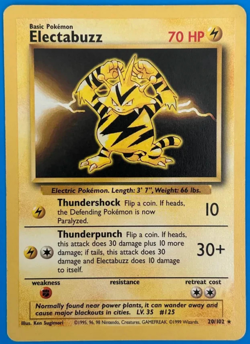 Electabuzz 20/102 Non Holo Base Set - Pokemon Card - LP-MP - Image 1
