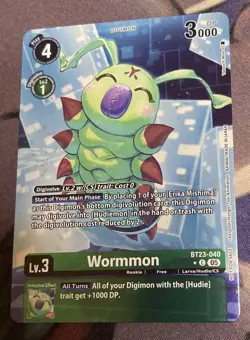 Digimon Card Game Box Promotion Card Wormmon BT23-040 C* Alt Art Foil - Image 1