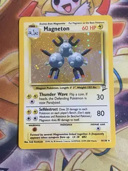 2000 Pokemon MAGNETON Base Set 2 HOLO Foil Rare Card 9/130 WotC 2nd Edition NM - Image 1