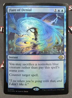 MTG FOIL Flare of Denial- DAMAGED -Modern Horizons 3 Magic Card #062 - Image 1