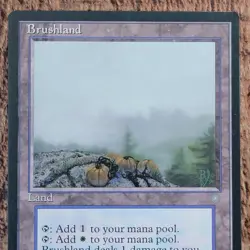 MTG Vintage 1995 Brushland 352 Rare Ice Age Land Trading Card TCG Magic 4th - Image 1