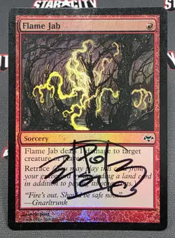 MTG FOIL Flame Jab- Signed -Eventide Magic the Gathering Card #053 - Image 1
