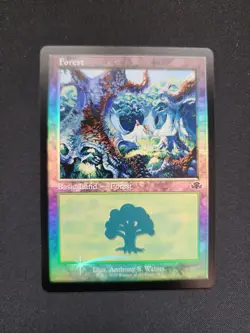 1x Forest (411) - Foil - Retro Frame MTG Dominaria Remastered NM Magic Foil - Image 1