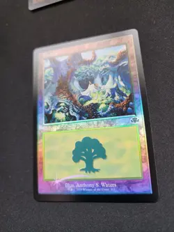 1x Forest (411) - Foil - Retro Frame MTG Dominaria Remastered NM Magic Foil - Image 2