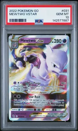2022 Pokemon GO #031 Mewtwo VSTAR PSA 10 GEM MINT - Image 1