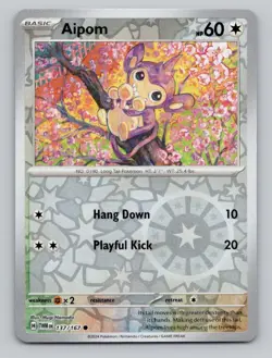 Reverse Holo Aipom 137/167 Common SV06: Twilight Masquerade Pokemon - Image 1